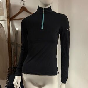 Kastel Denmark Black Long Sleeve Top with Blue Zipper
